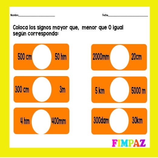 Ejercicios de medidas de longitud