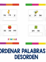 Ejercicios de ordenar palabras en desorden para niños (PDF gratis)