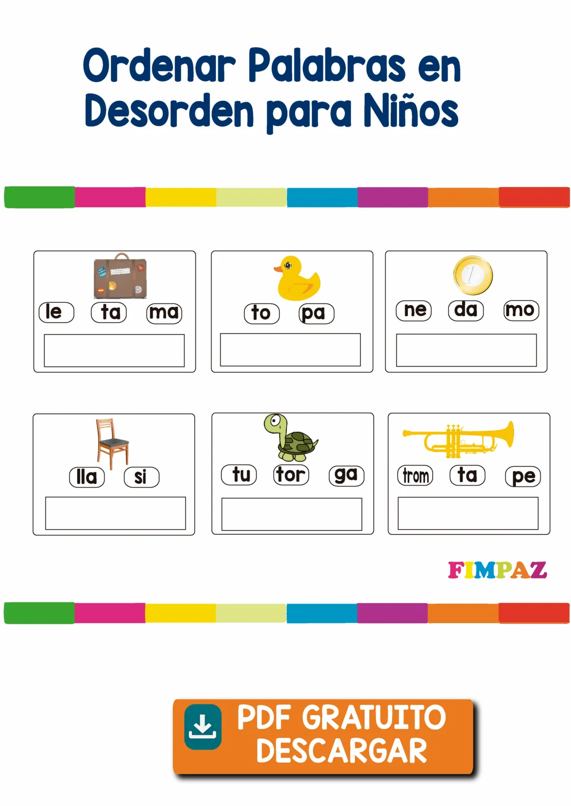 ejercicios palabras desordenadas