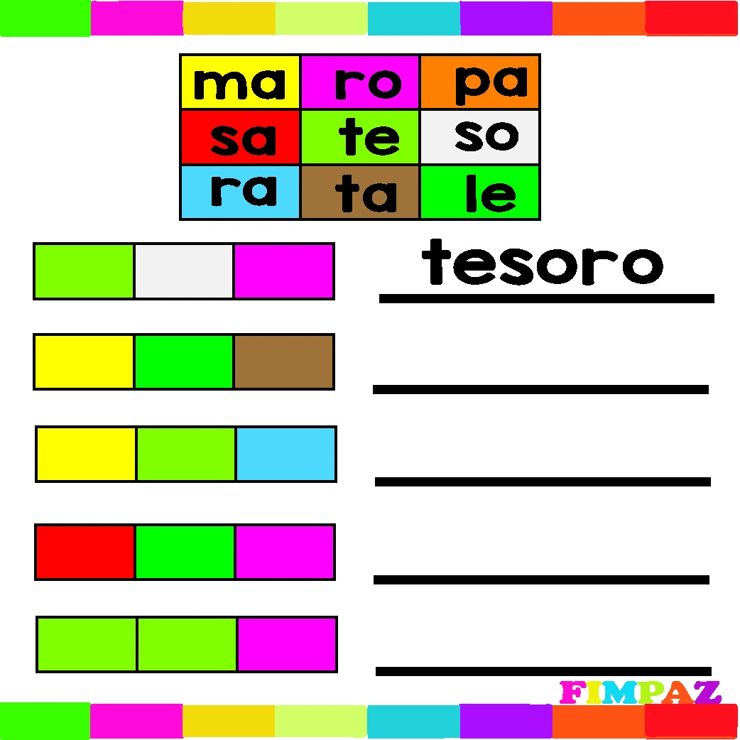 ódigo silábico para imprimir en PDF con actividades educativas