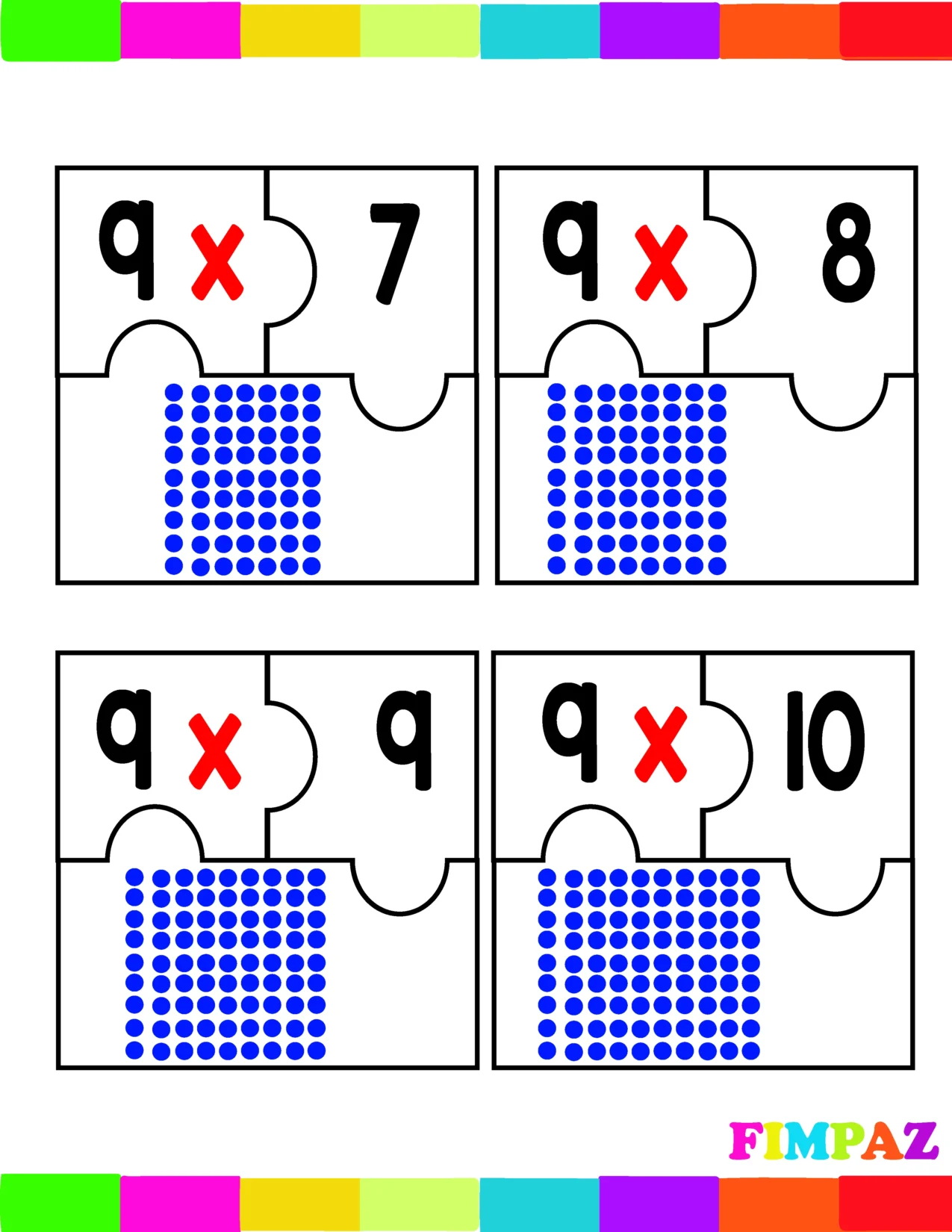 rompecabezas tablas de multiplicar para imprimir