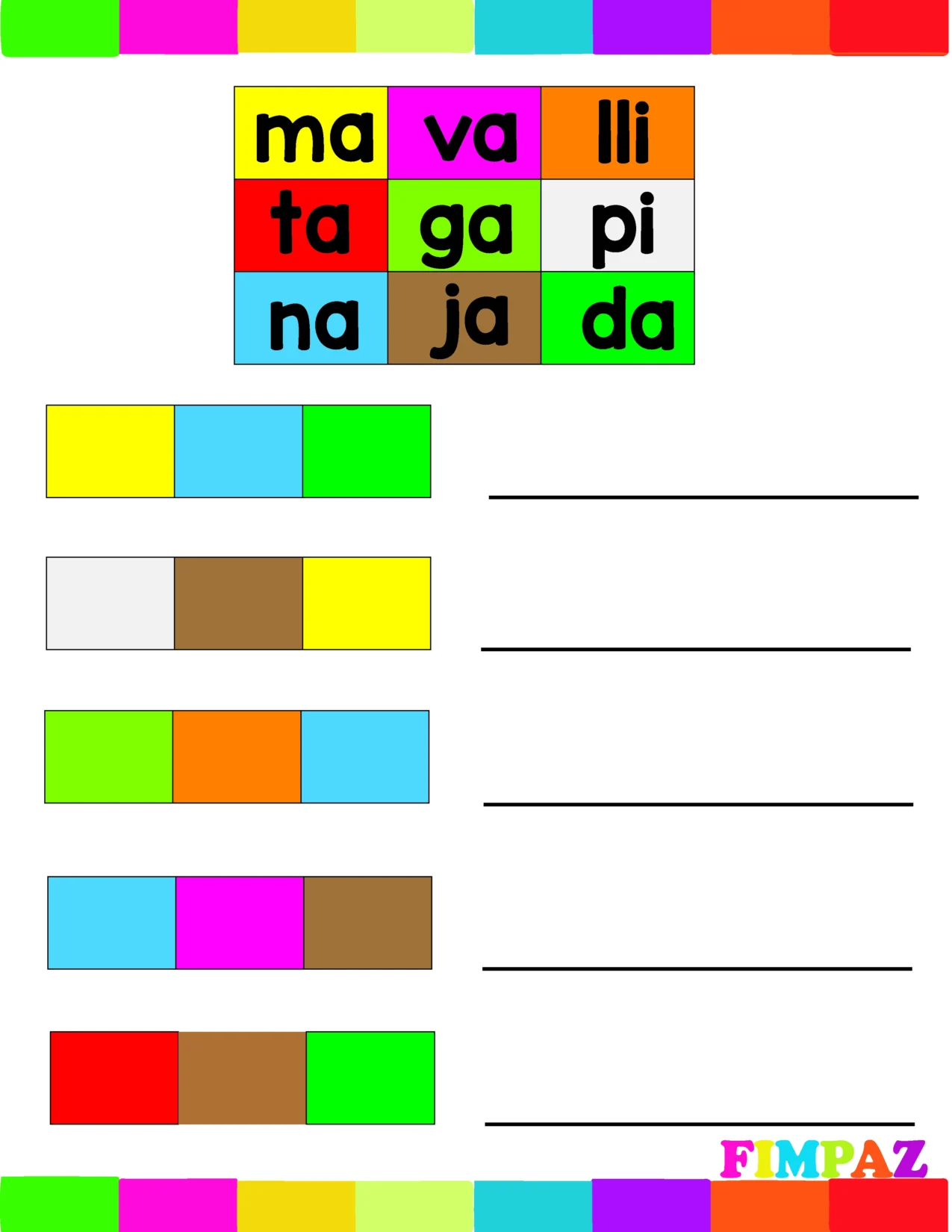 palabra colores para imprimir