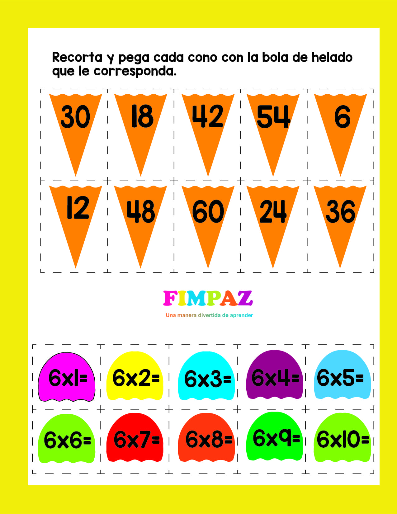 actividades tablas de multiplicar