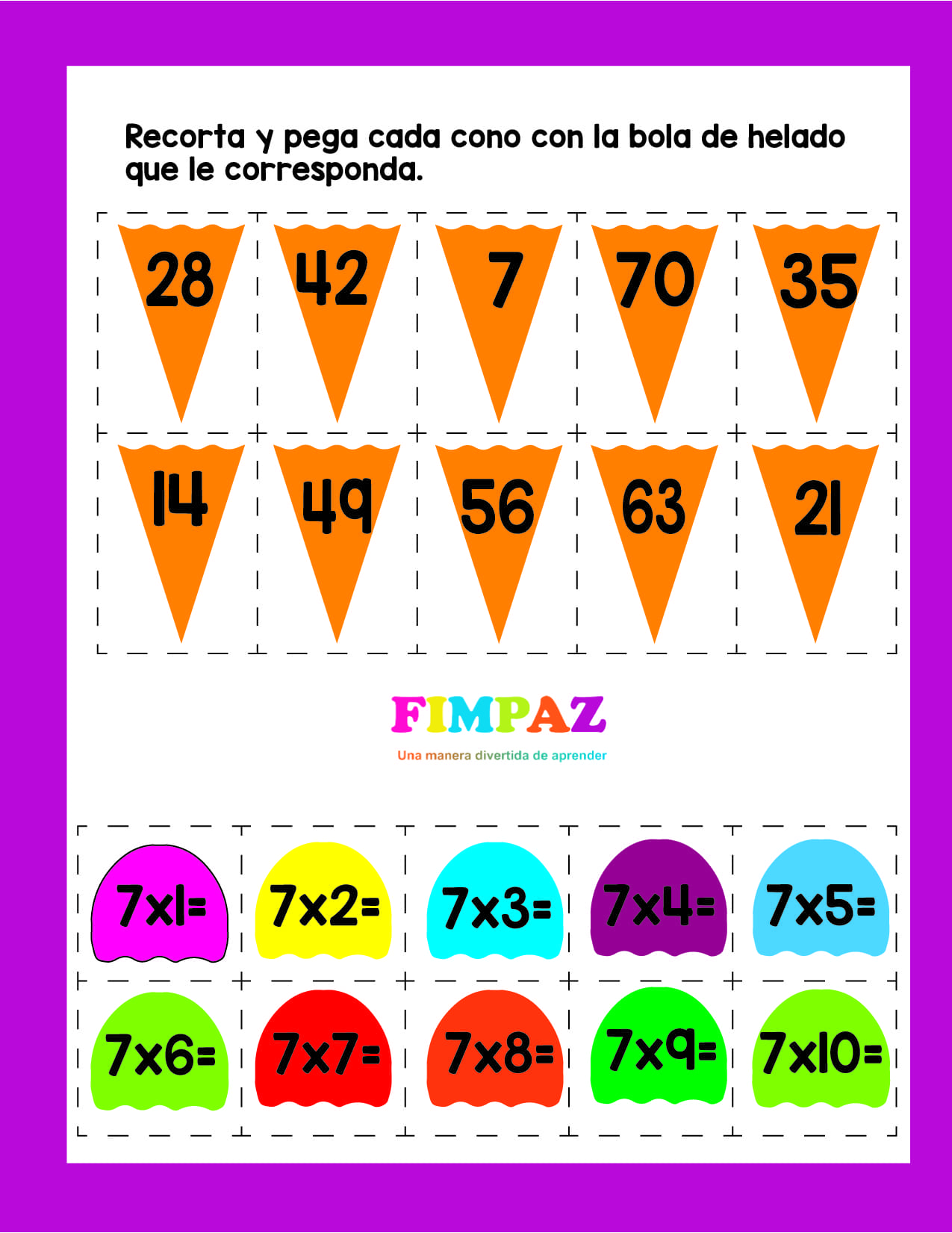 tablas de multiplicar actividades