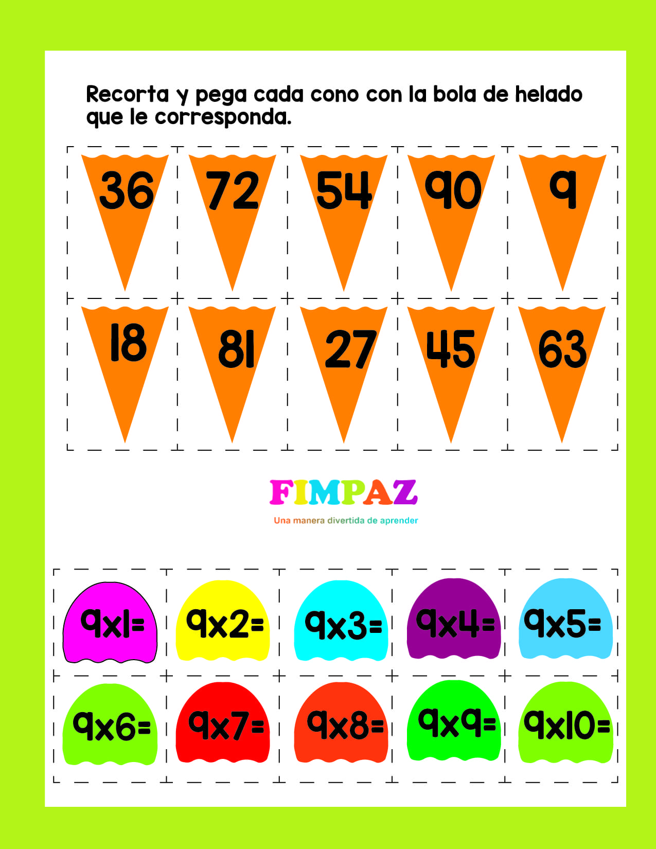 tablas de multiplicar actividades