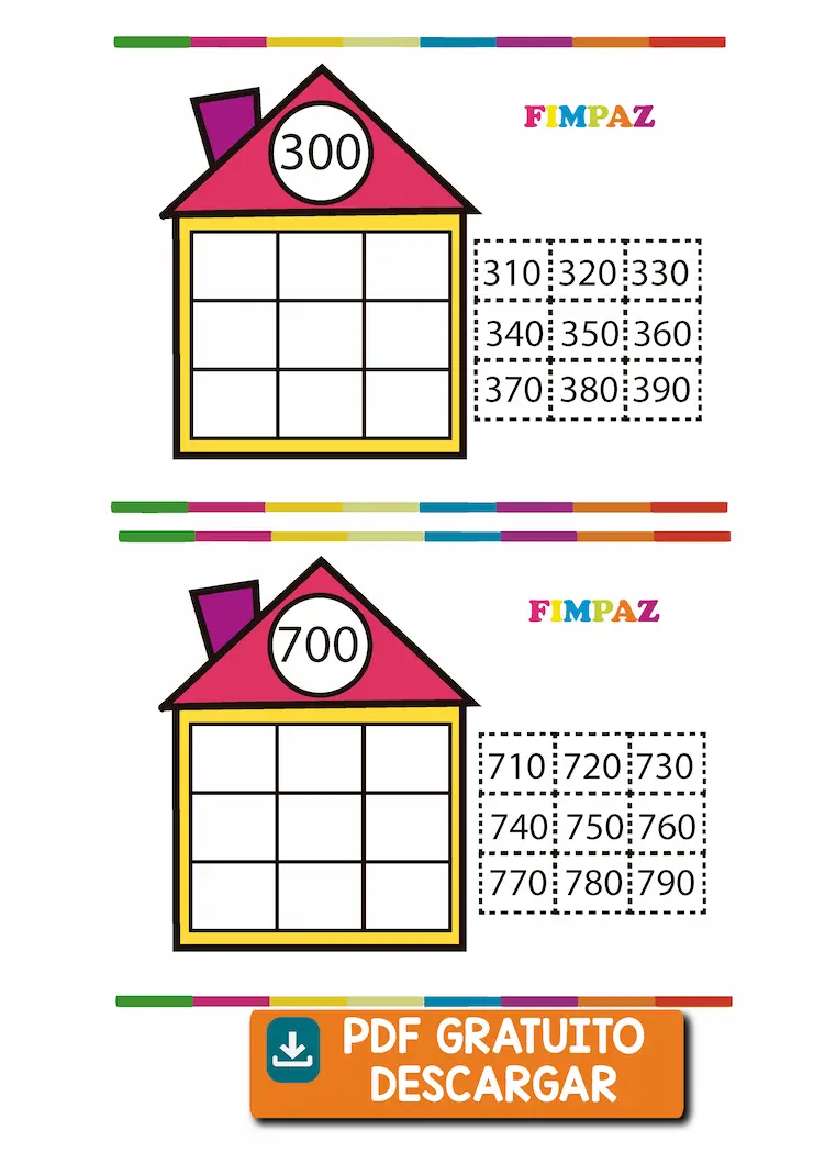 numeros de 100 en 100 hasta 1000 para niños