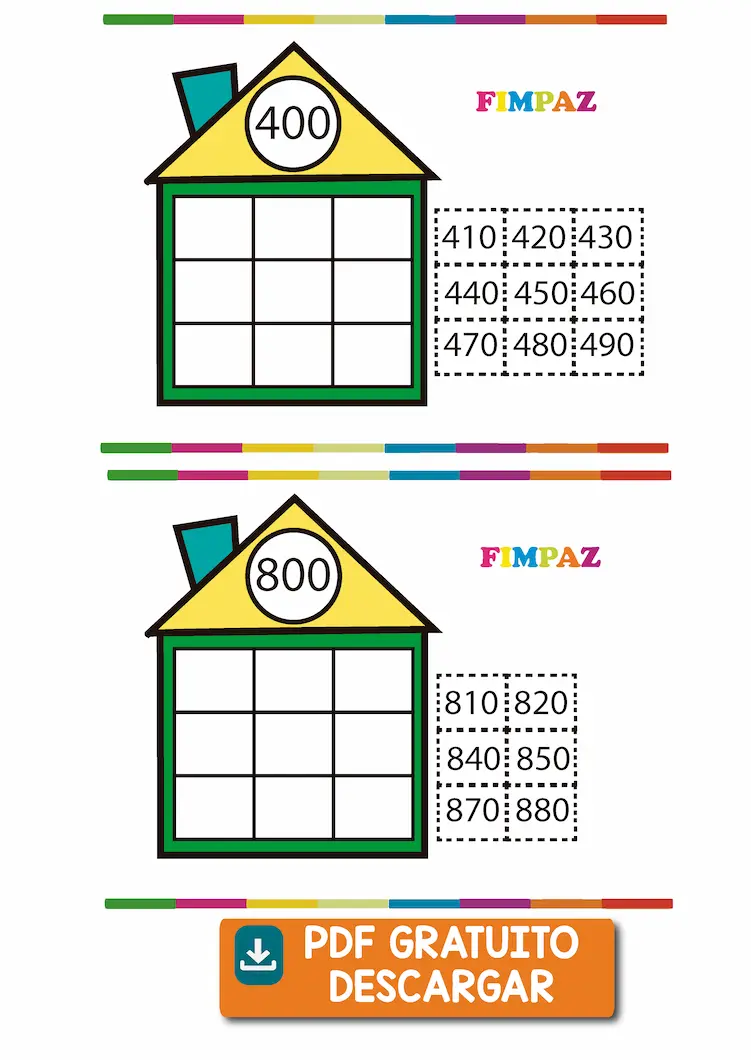 familia de numeros del 100 al 1000