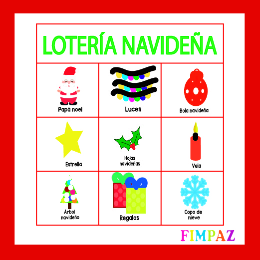 LOTERÍA NAVIDEÑA PARA IMPRIMIR PDF
