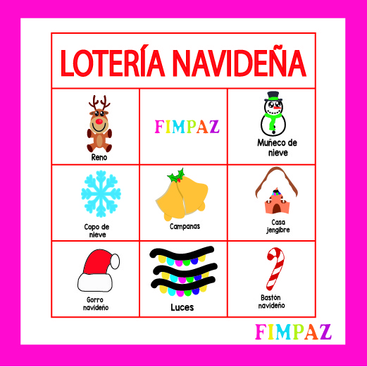 LOTERÍA NAVIDEÑA PARA IMPRIMIR PDF