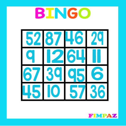bingo de números para niños