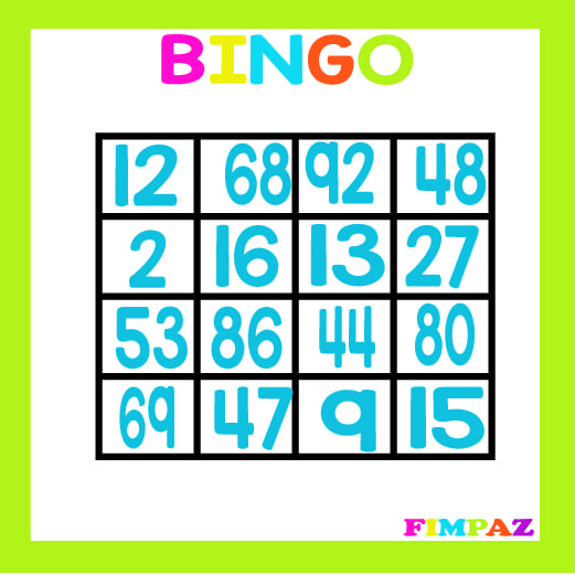 Bingo de numeros hasta el 100