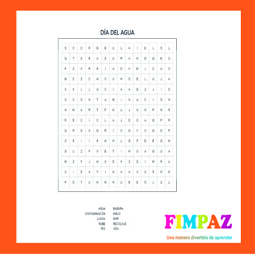 sopa de letras agua
