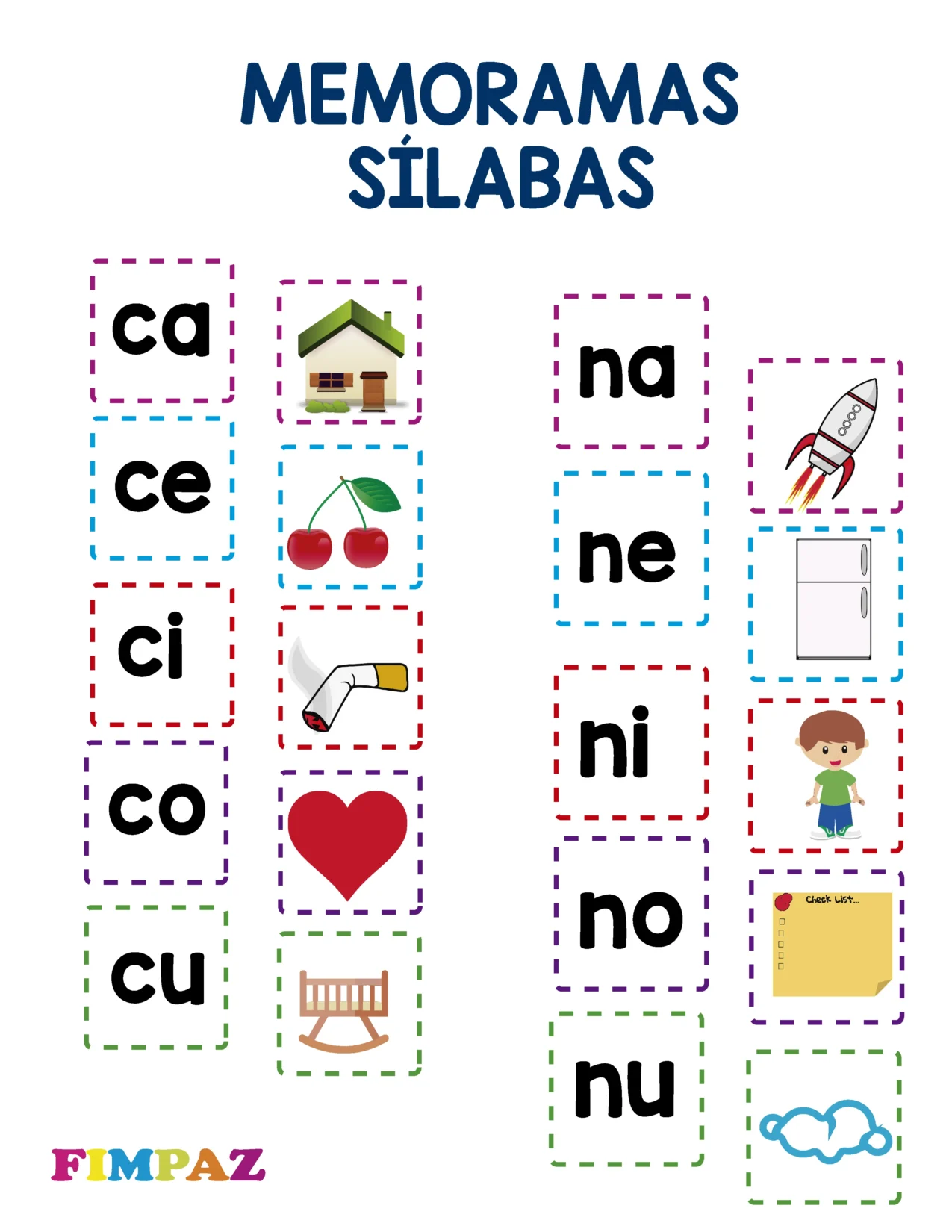memorama de sílabas para imprimir pdf