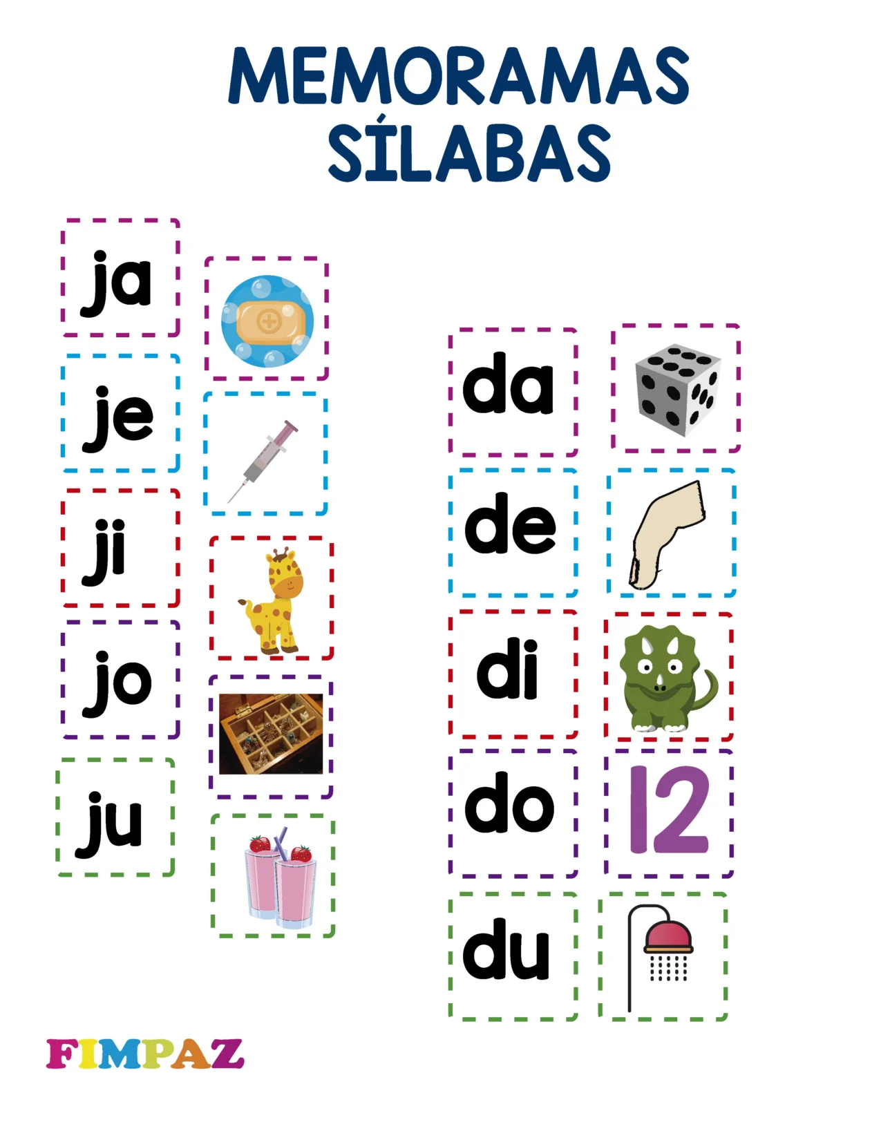 memorama de silabas para imprimir