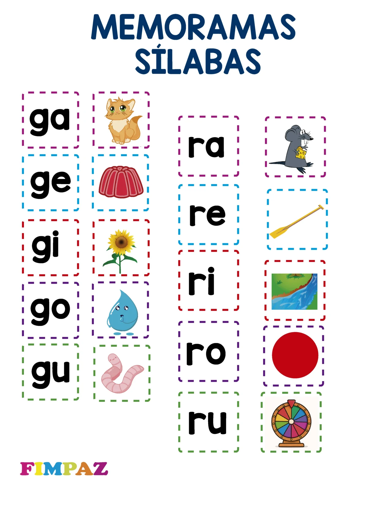 memorama de silabas para imprimir