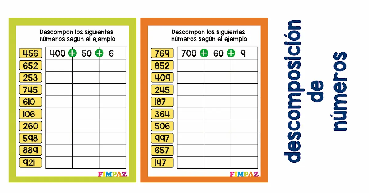 🔢 Descomponer en Unidades: Ejercicios de Valor Posicional para Imprimir (PDF)