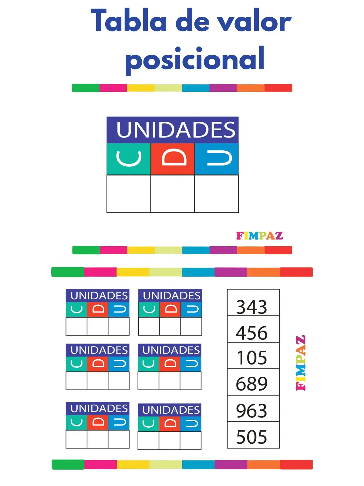 tabla de valor posicional para niños