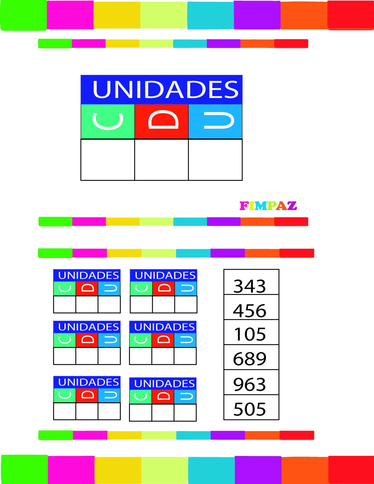 tablero de valor posicional hasta la centena