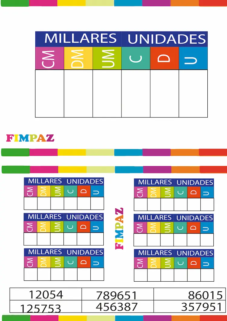 tabla de valor posicional para niños
