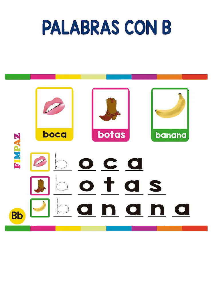 palabras con b para niños