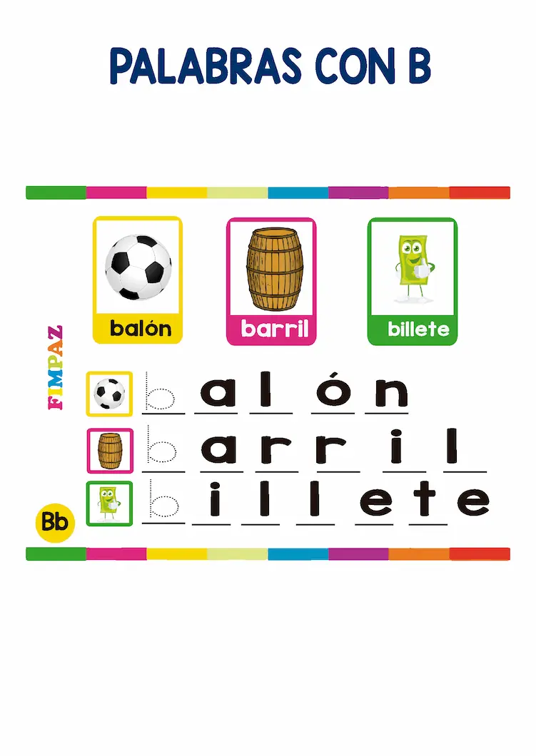 palabras con b para niños