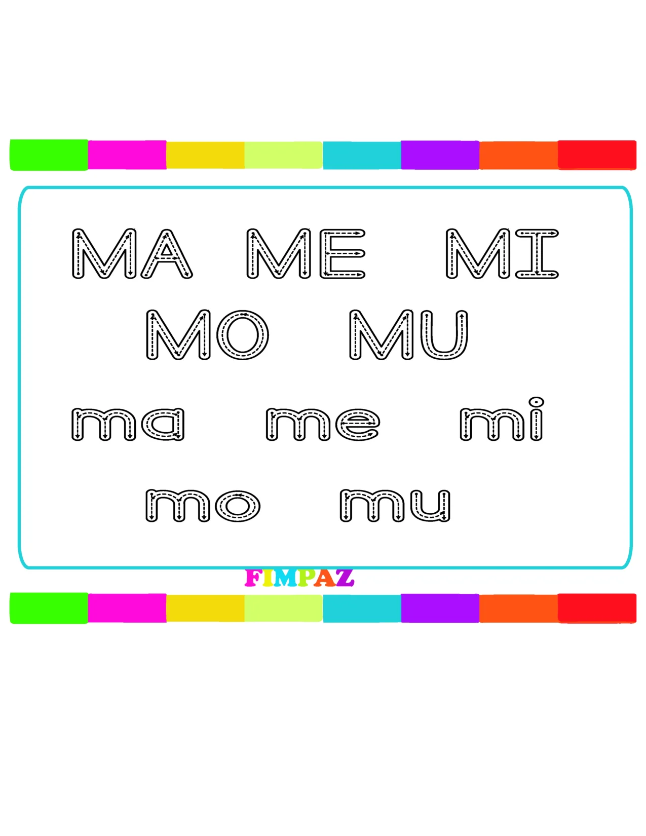 FICHAS PARA PRACTICAR LA ESCRITURA DE LAS SILABAS MA ME MI MO MU