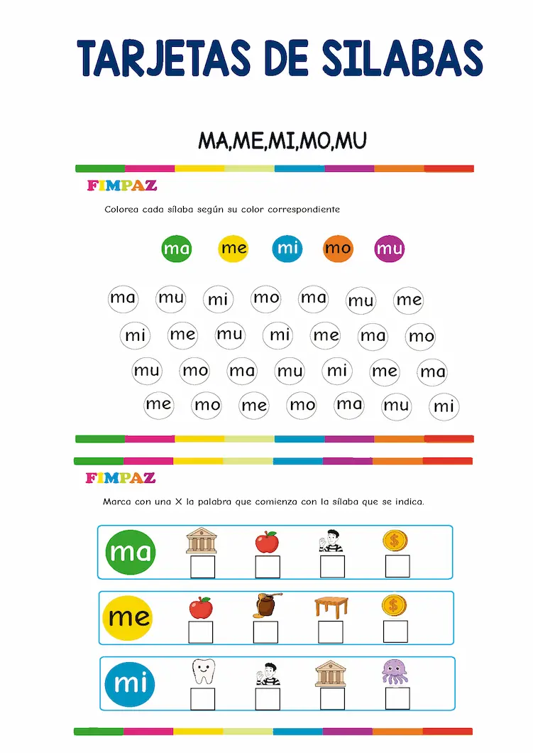 actividades silabas ma e mi mo mu