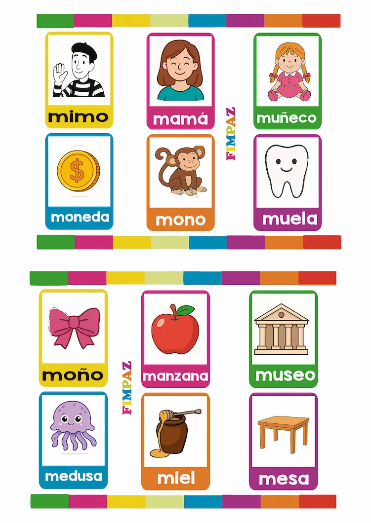 Tarjetas de sílabas ma me mi mo mu para imprimir