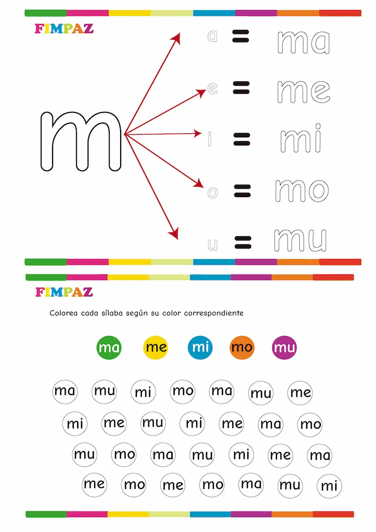 Tarjetas de sílabas ma me mi mo mu para imprimir