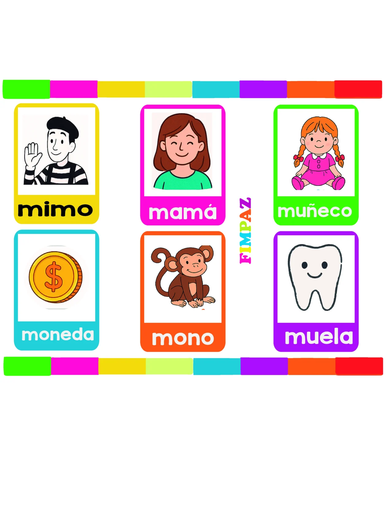 Fichas con palabras para practicar las silabas ma me mi mo mu