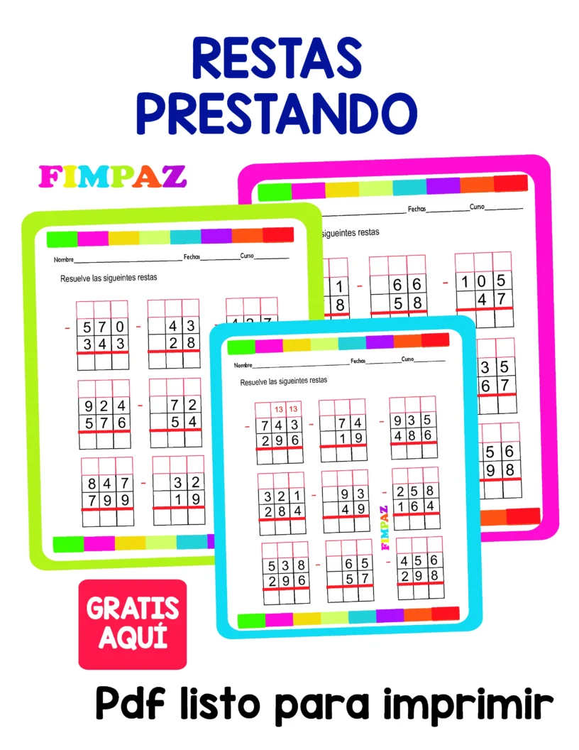 Ejercicios con restas prestando