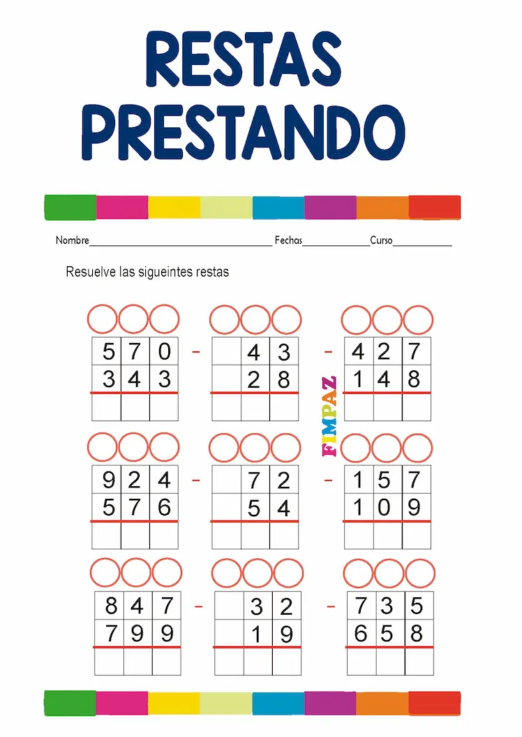 restas prestando para niños