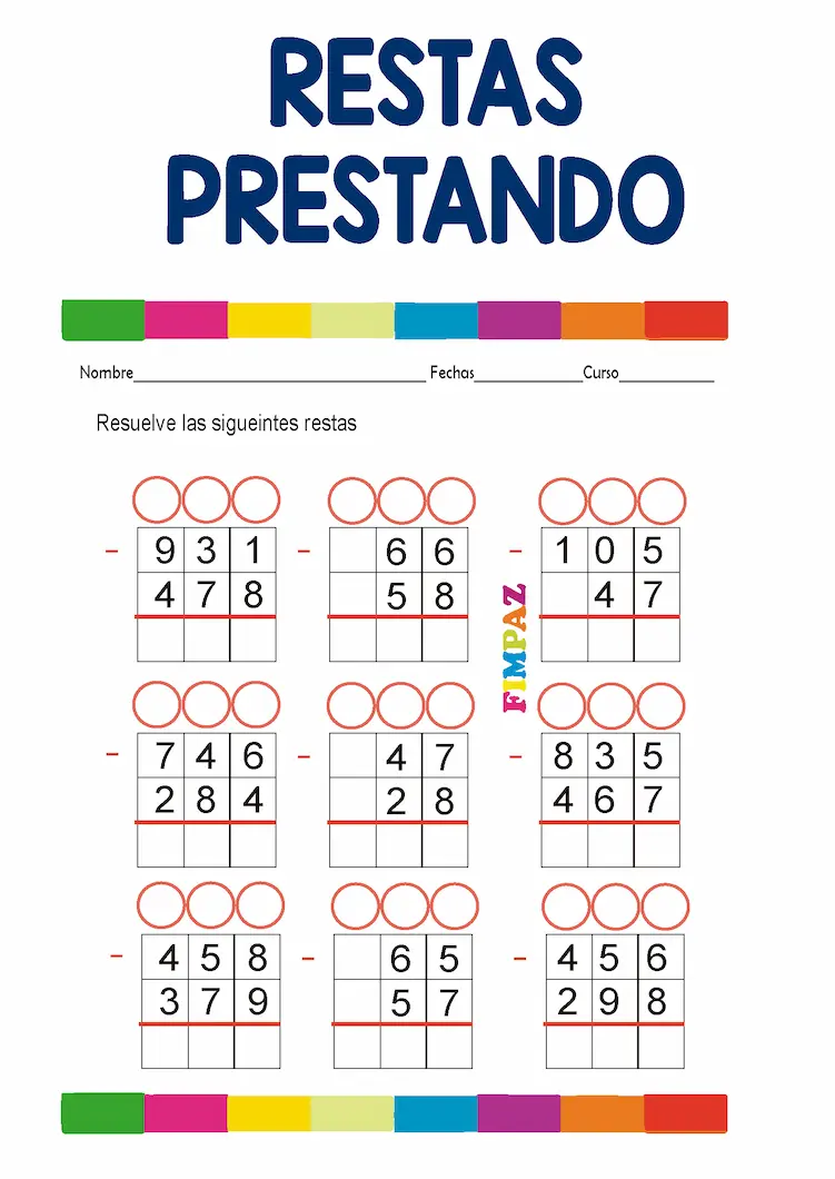 restas de pedir prestado