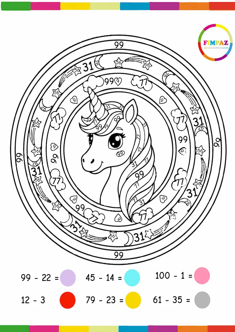 mandalas con sumas y restas para colorear