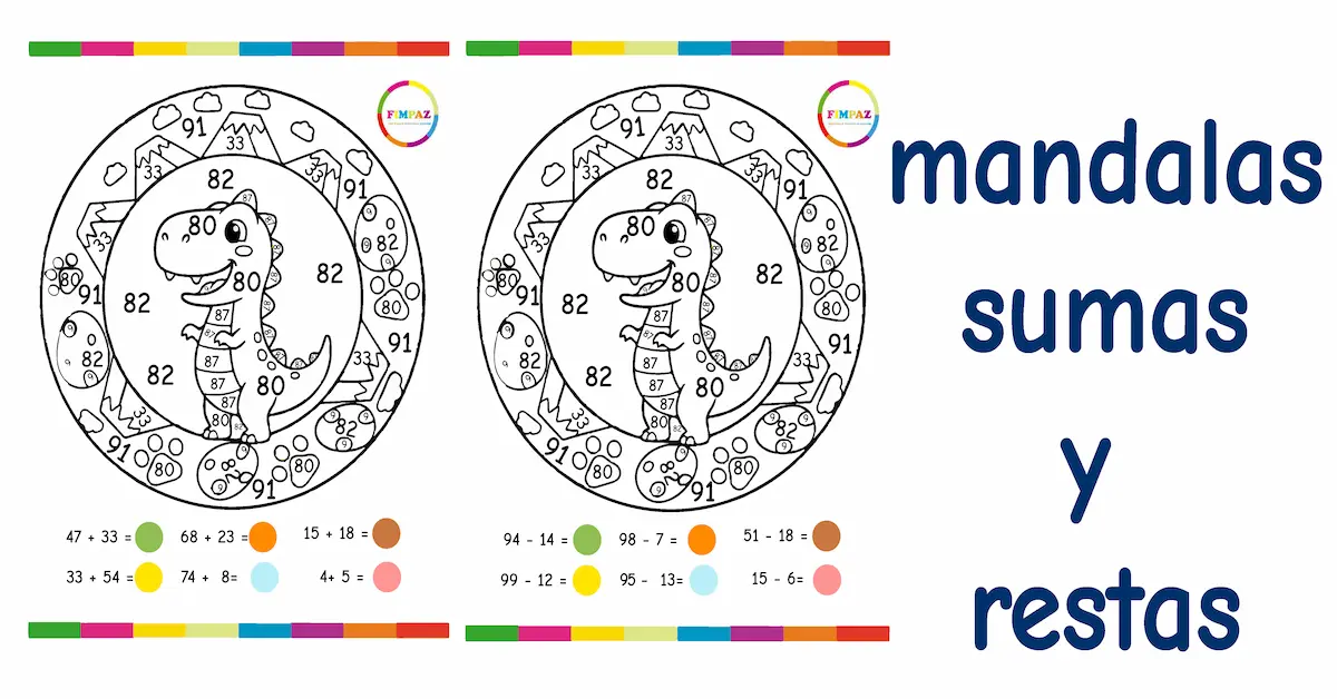 Mandalas de Sumas y Restas para Colorear PDF Gratis | Operaciones Matemáticas para Imprimir
