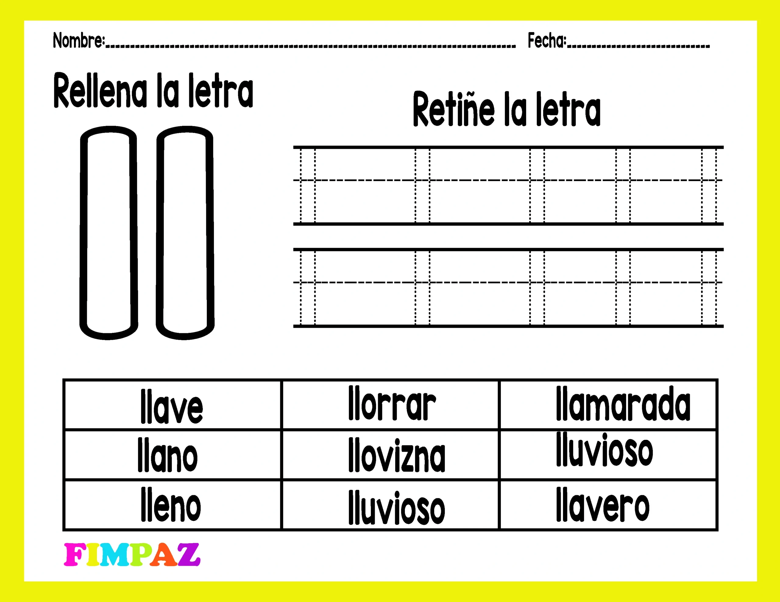 PALABRAS CON LL Y Y
