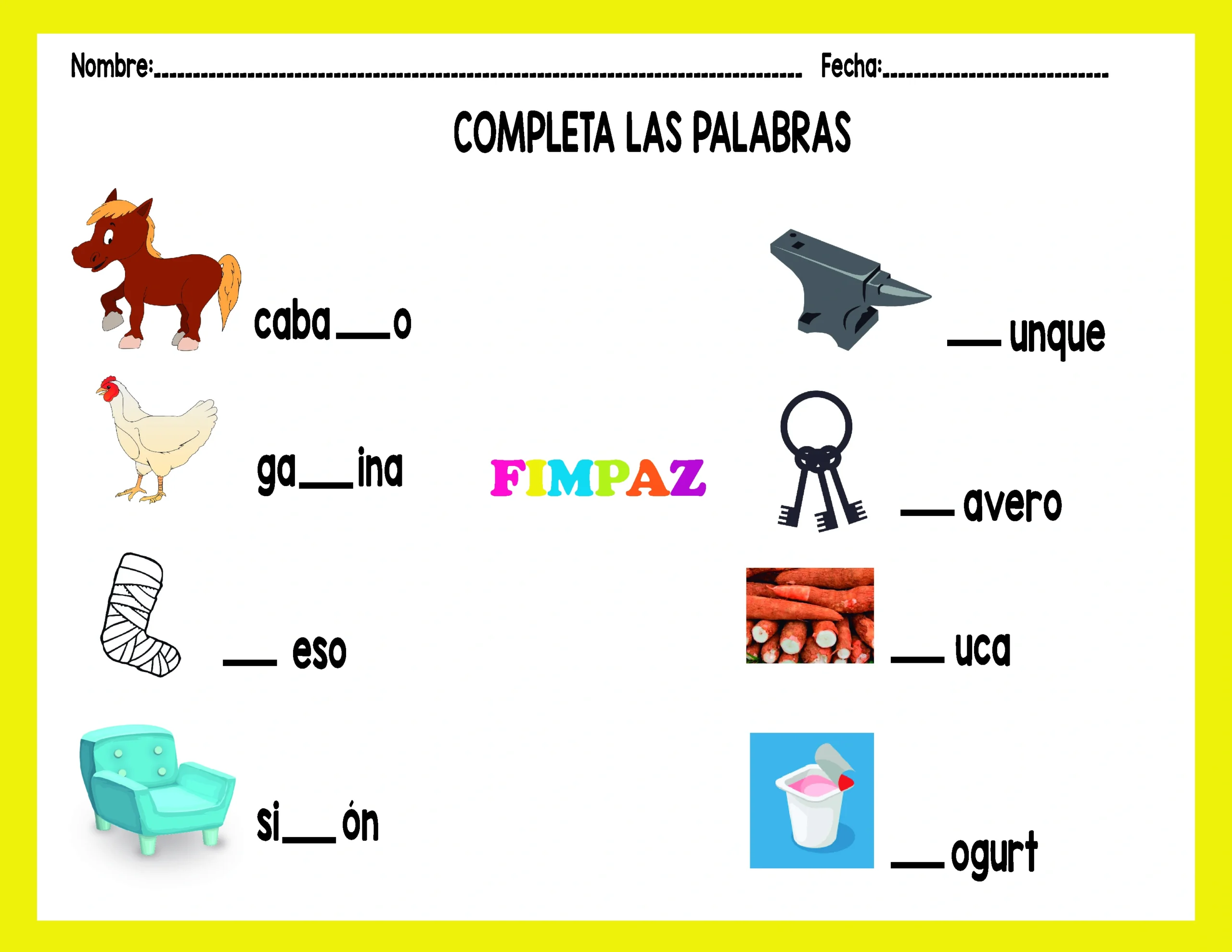 PALABRAS CON LL Y Y