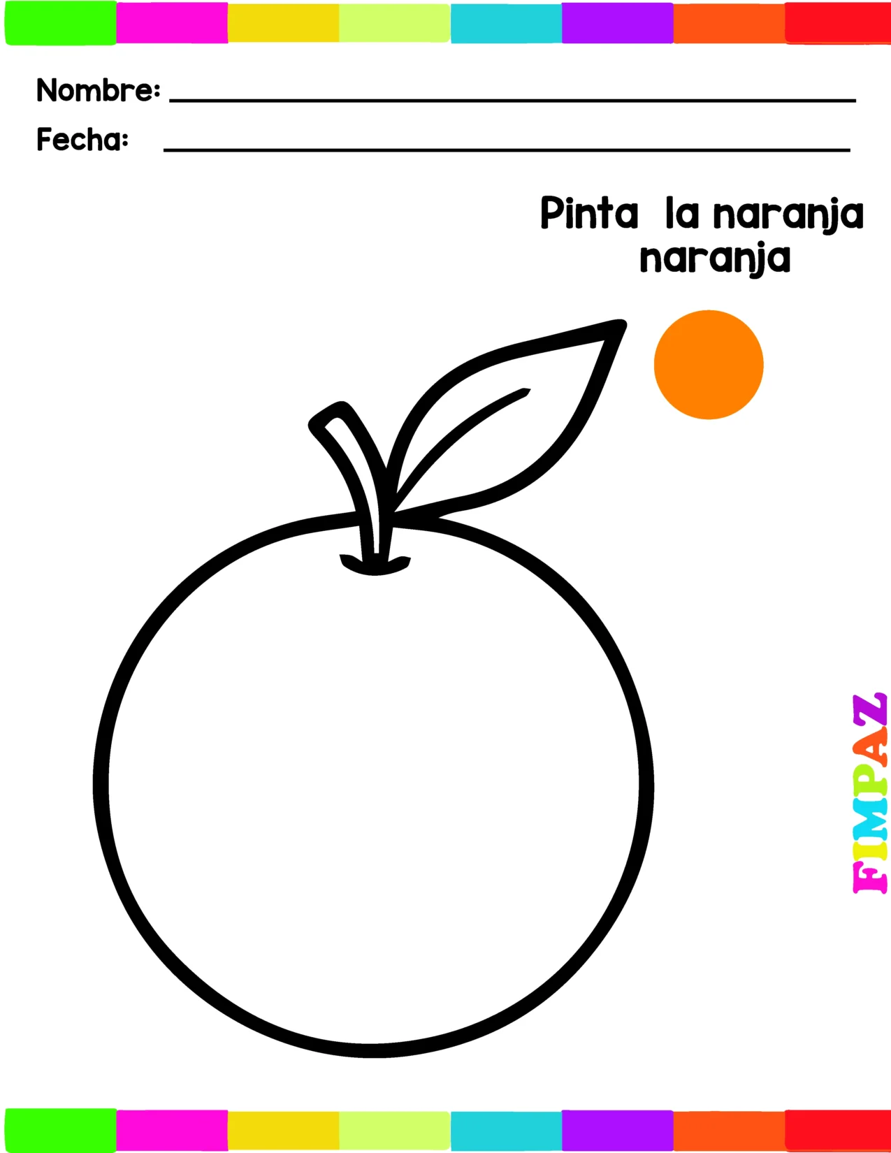 Plantillascon actividades de colores para trabajar el color naranja en infantil