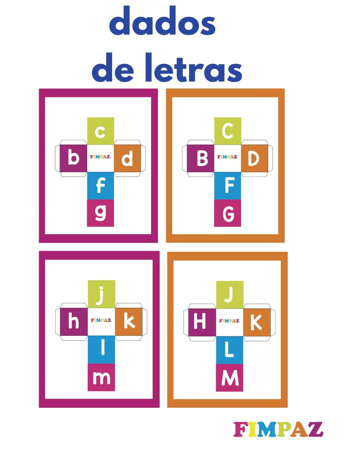 dado de letras para imprimir