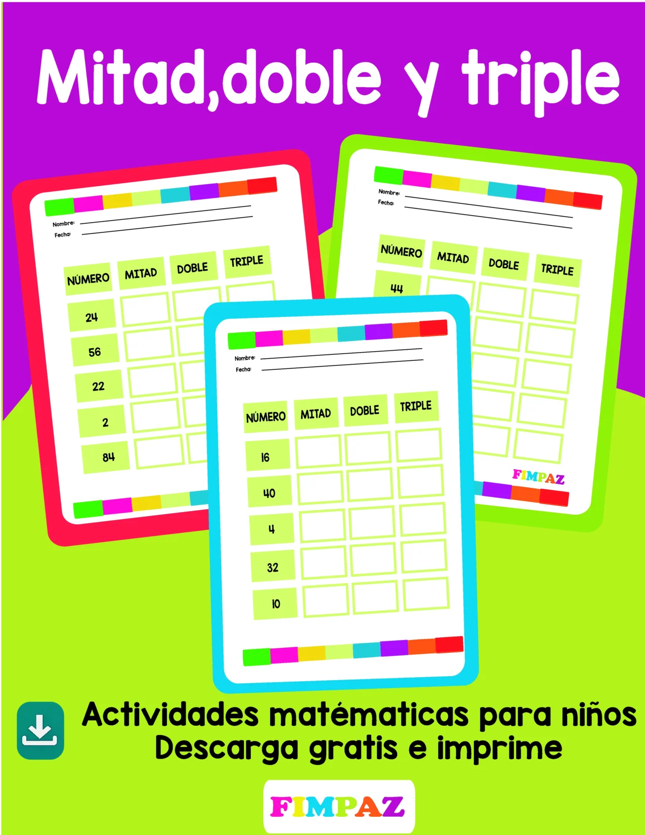 ejercicios de doble triple y mitad para primaria
