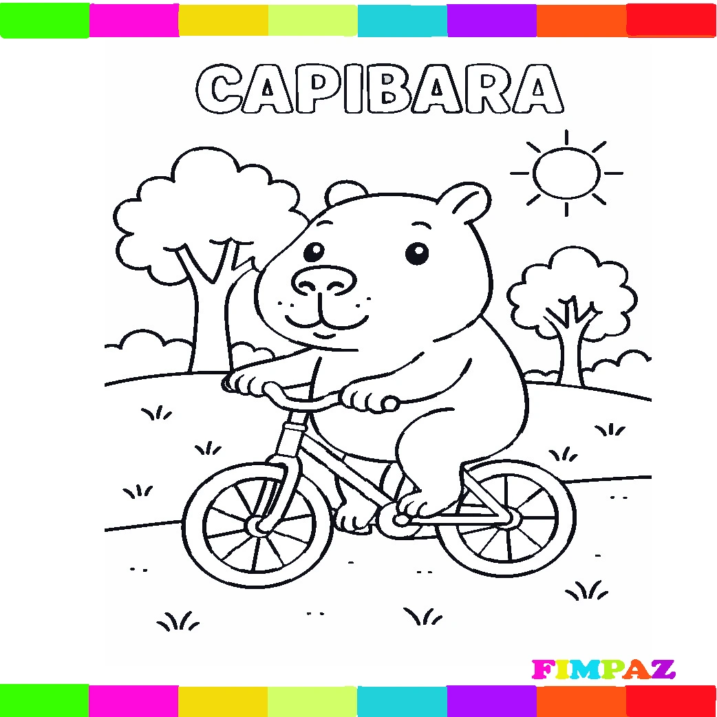 Dibujo de capibara para colorear en línea, ideal para niños y actividades educativas.