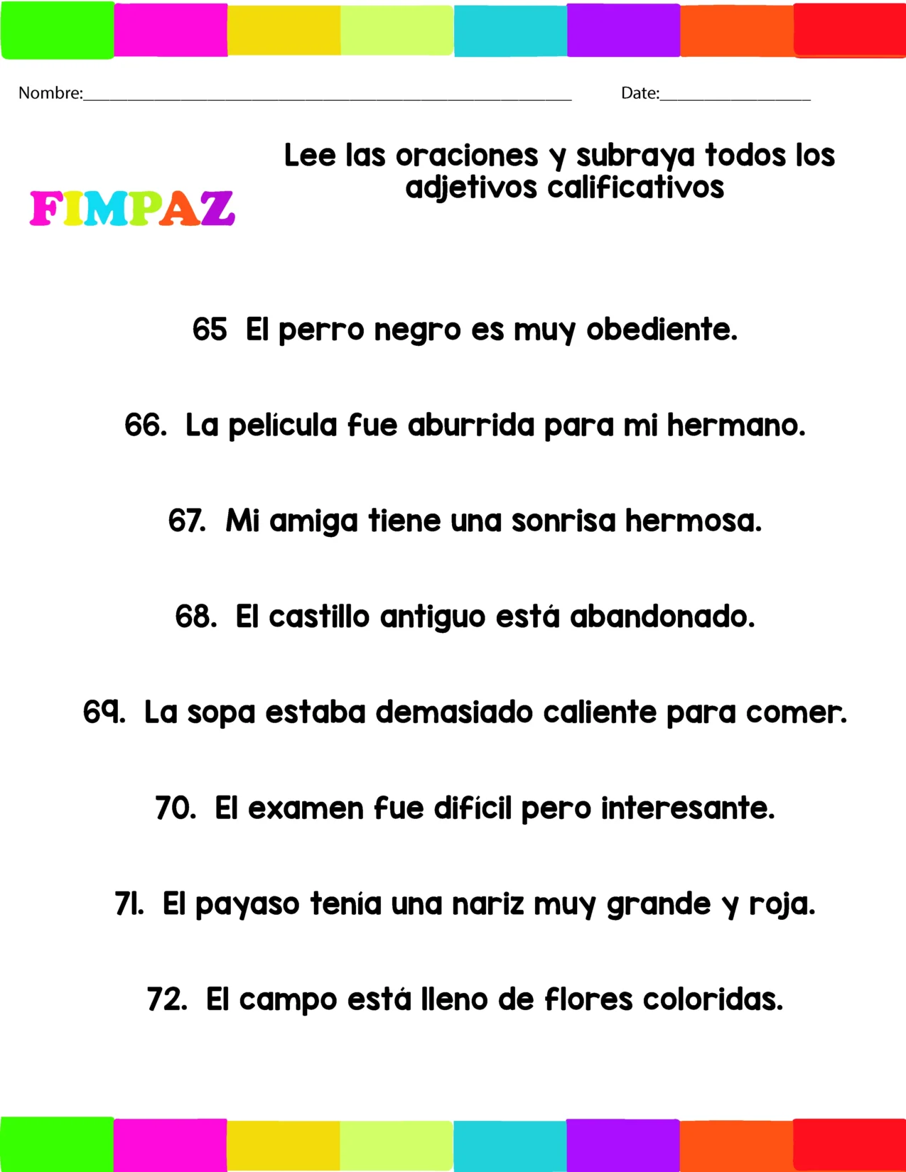 100 oraciones para practicar los adjetivos