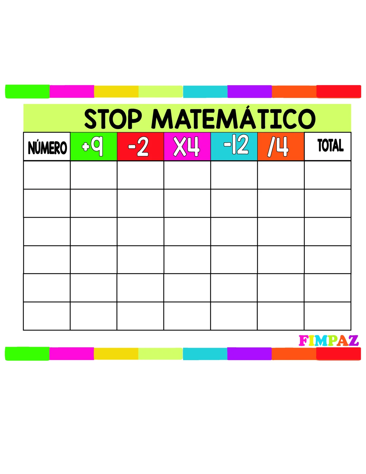 Juego matematica de stop para hacer calculos mentales simples