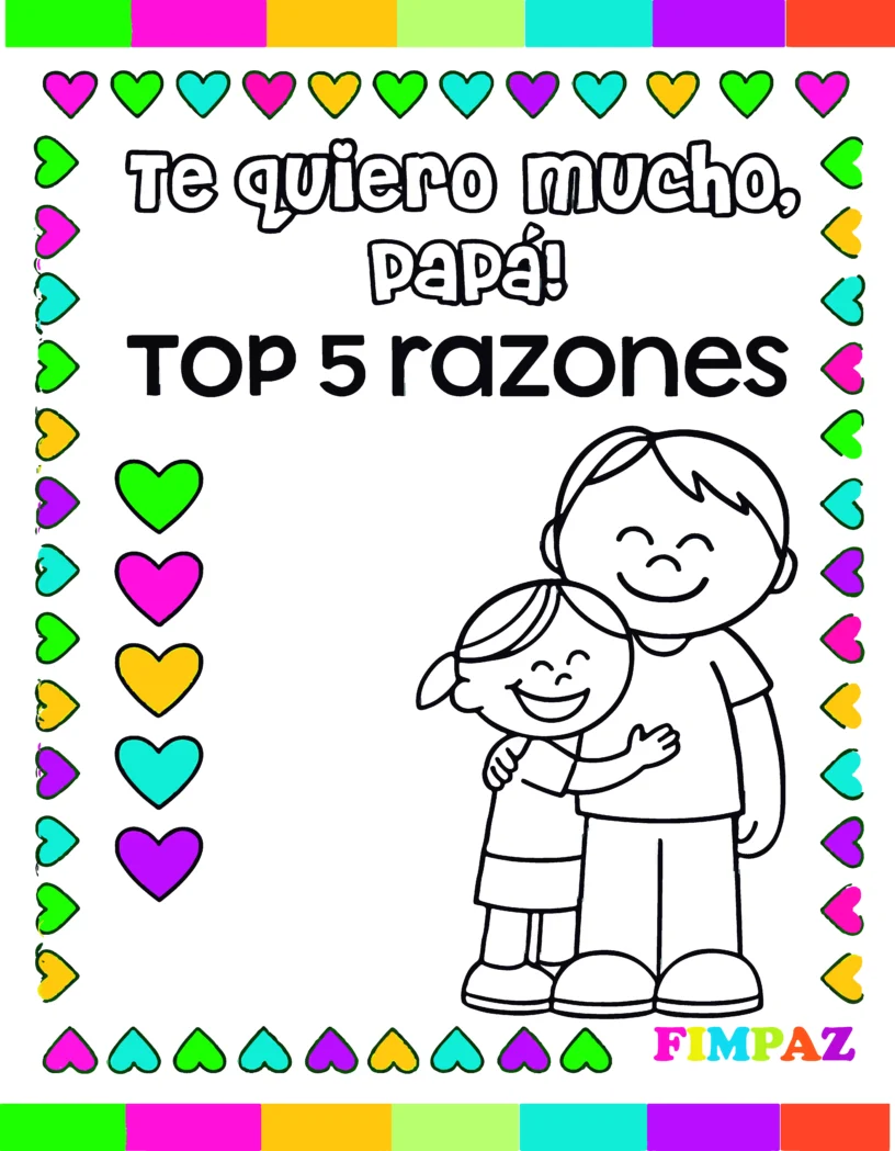 TARJETAS DEL DÍA DEL PADRE PARA COLOREAR LISTAS PARA DESCARGAR E IMPRIMIR EN PDF