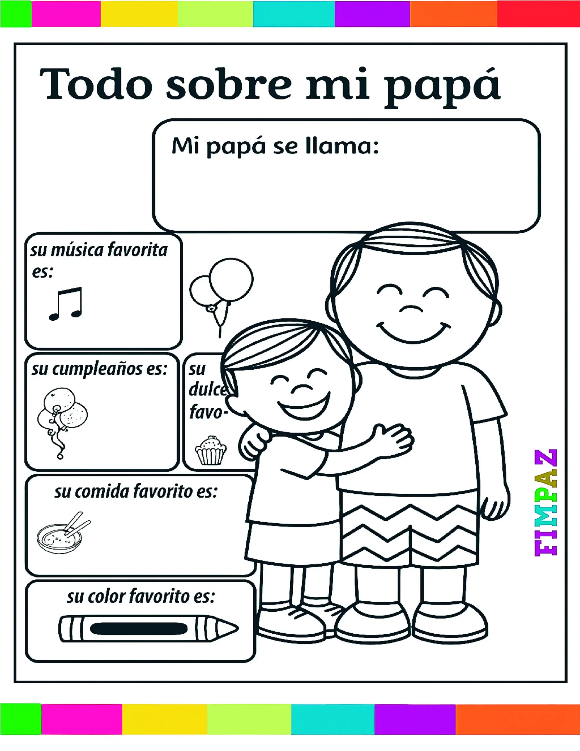 TArejtas para colorear para regalar a pa´pá en su día