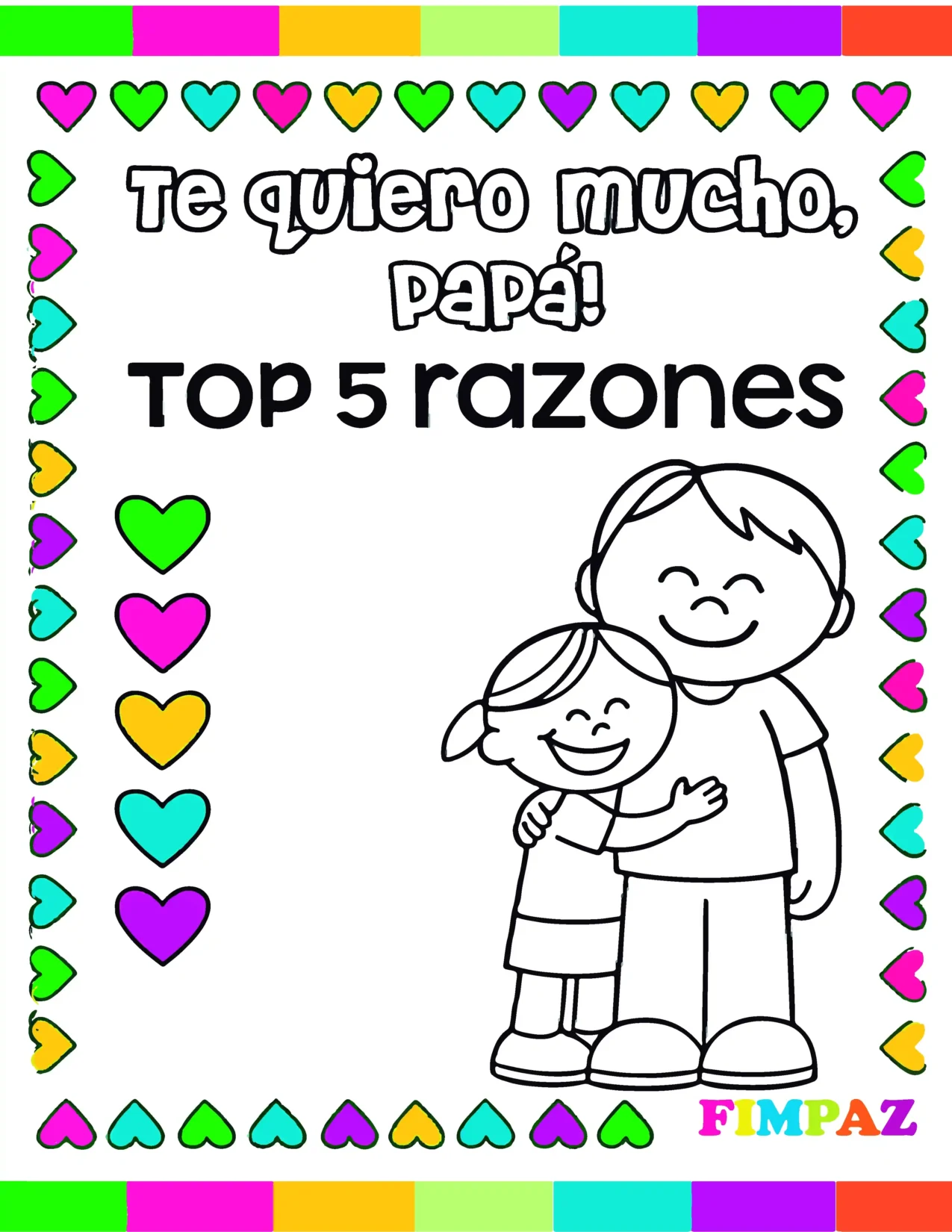 tarjeta para colorear de las razones por las que quiero a papa