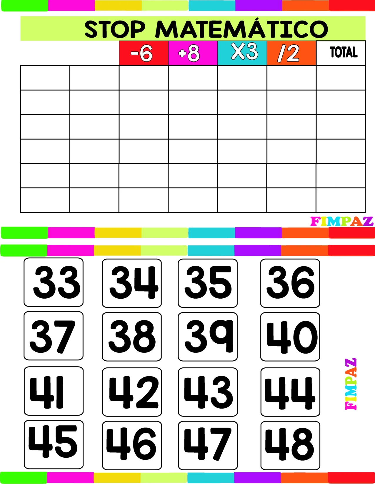 juego stop matematico