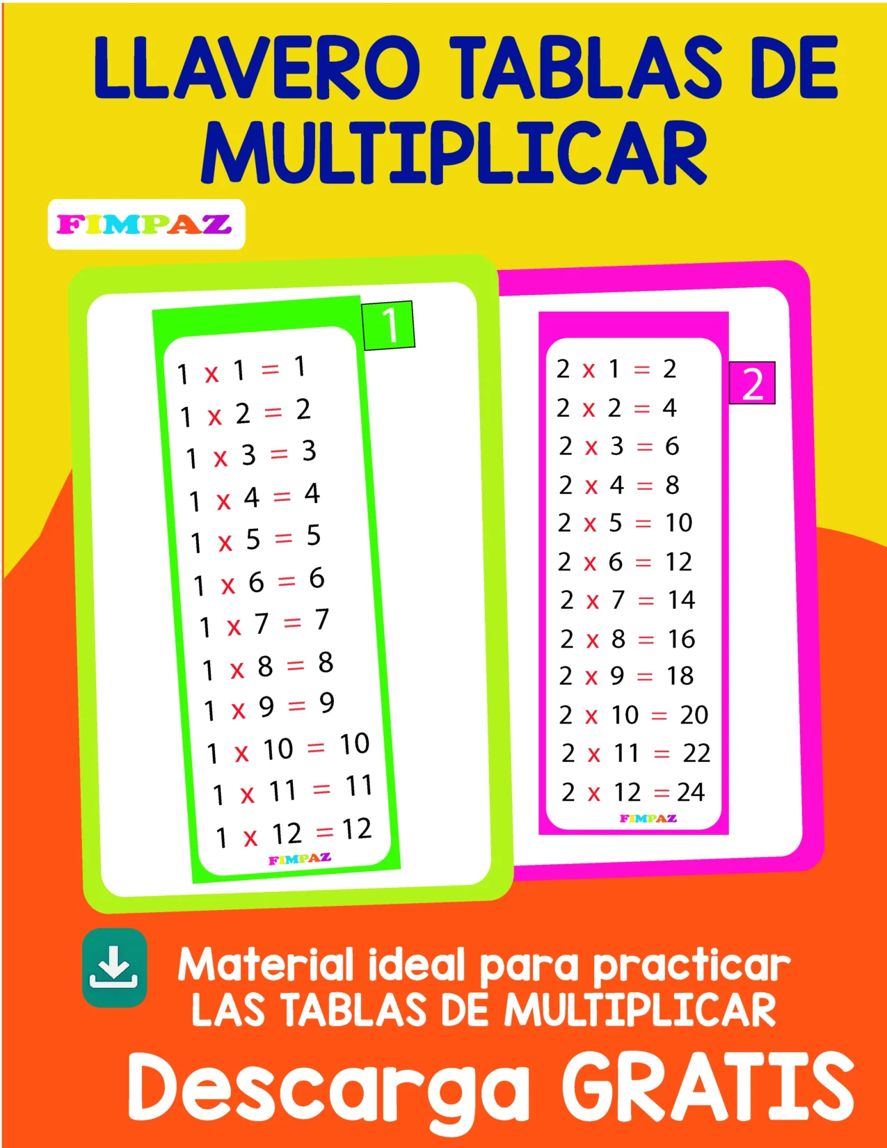 LLAVEROS TABLAS DE MULTIPLICAR PDF GRATIS