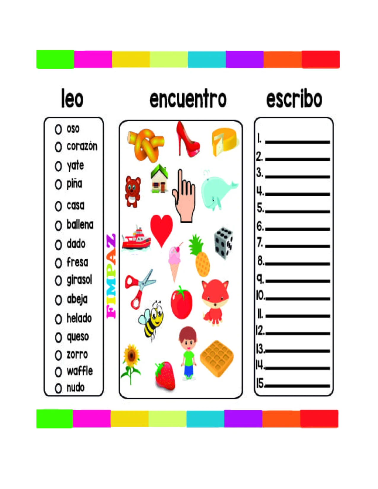 FIchas de trabajo leo-encuentro y escribo para practicar la escritura