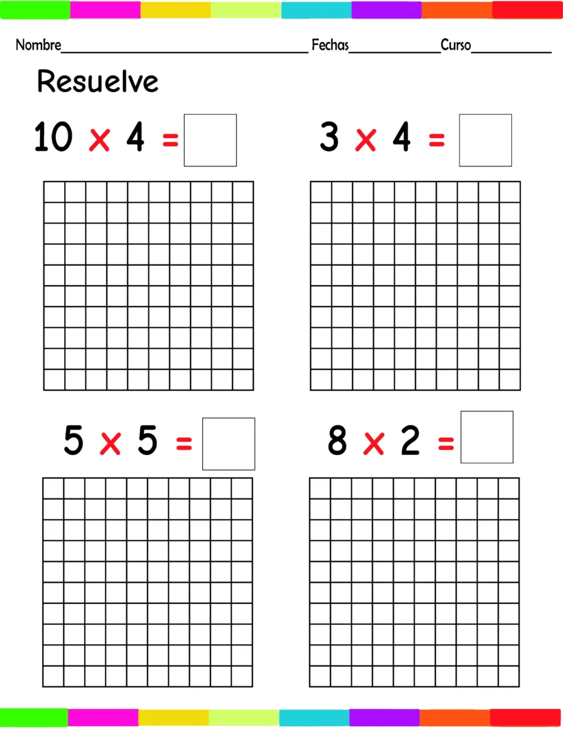 Ejercicios tablas de multiplicar